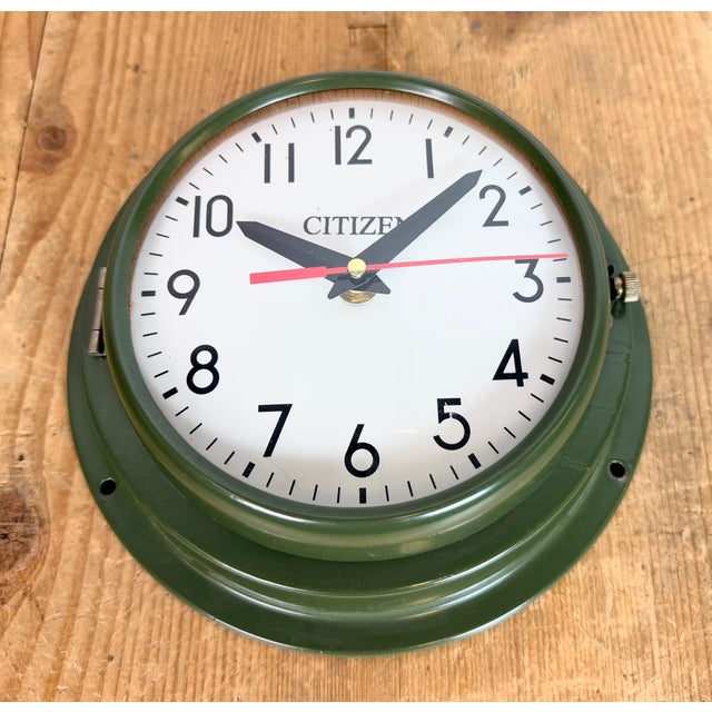 Vintage Green Citizen Ships Wall Clock, 1970s For Sale - Image 10 of 17