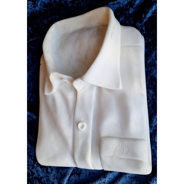 Carved Alabaster Sculpture Shirt, 1980s For Sale - Image 3 of 6