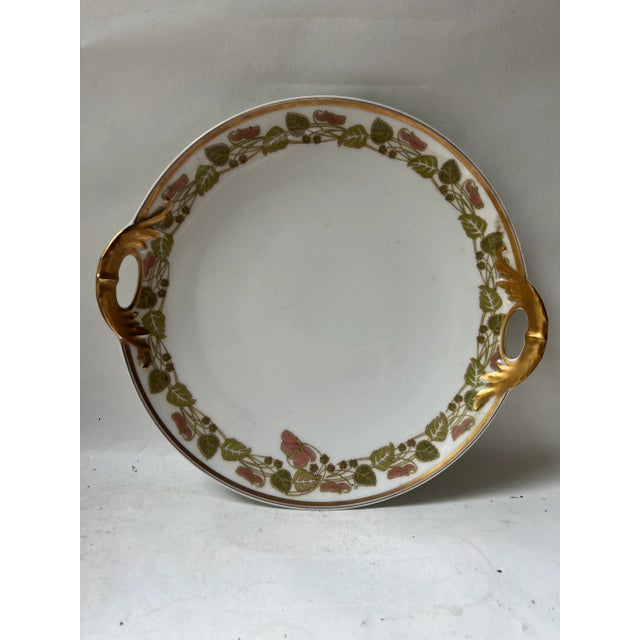Haviland & Co. Limoges France Water Lilies Pattern Handled Serving Platter Gold. Early 20th century 10 1/“ widest, 10”...