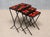 Mid-Century Modern French Modern Nesting Tables with Red and Orange Ceramic Tile Tops, 1950s, Set of 3 For Sale - Image 3 of 15