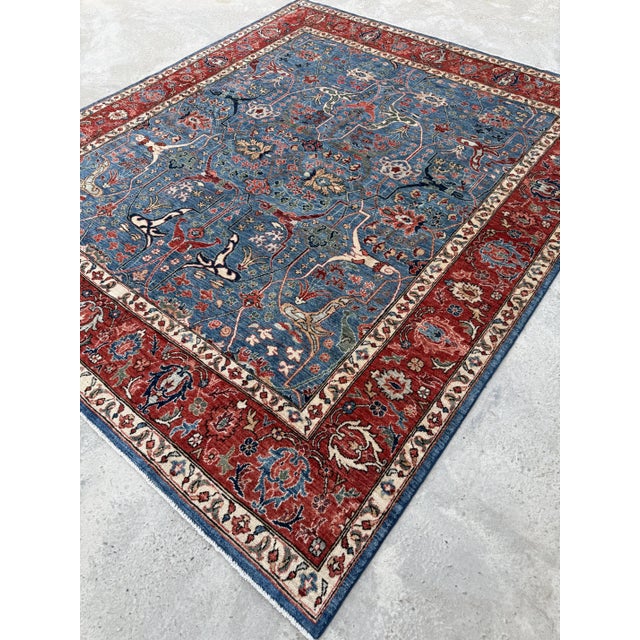 2000 - 2009 Vintage Blue Persian Sultanabad Hand-Knotted Rug, 10'00 X 14'00 For Sale - Image 5 of 9