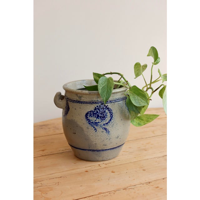 Antique Alsatian Ceramic Jar with Blue Decoration, 1930s For Sale - Image 9 of 9