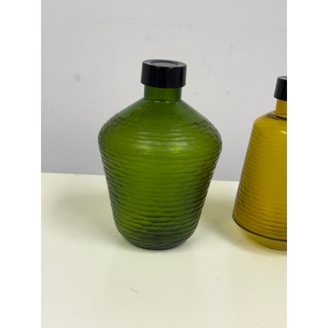 Modern BoConcept Battuto Cut Glass Decorative Bottles, Set of Two For Sale - Image 3 of 12