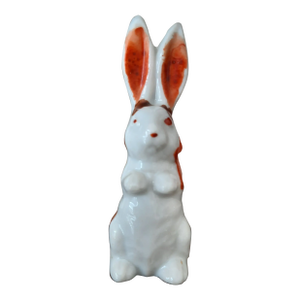 Antique Ceramic Bunny With Bow Japan Figurine