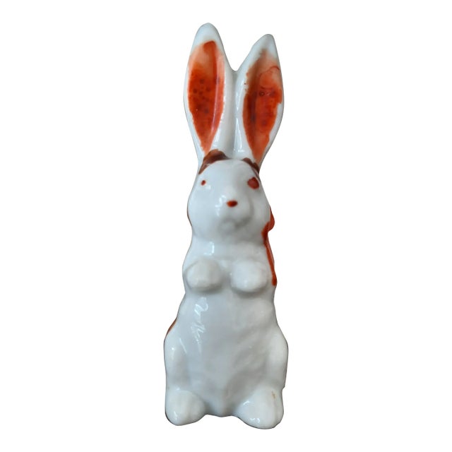 Vintage Ceramic Bunny With Bow Japan Figurine For Sale