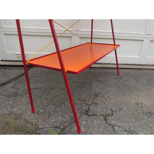 Orange Vintage Modernist Style Painted Single Drawer Etagere Circa 1960 For Sale - Image 8 of 15