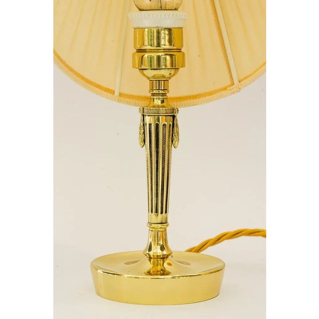 Gold Art Deco Table Lamp with Fabric Shade, Vienna, Austria, 1920s For Sale - Image 8 of 13