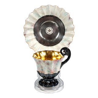 Viennese Imperial Porcelain Collecting Cup with Silver and Gold, 1824, Set of 2 For Sale
