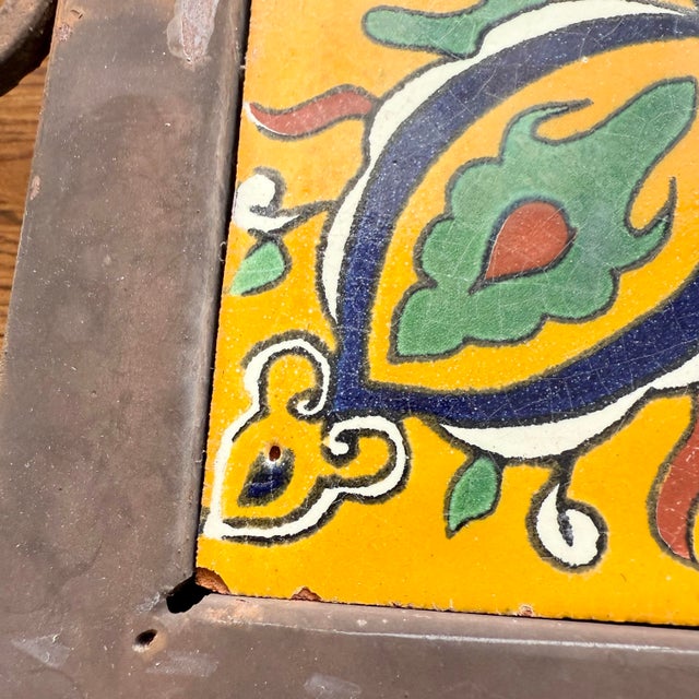 Vintage Mexican Wrought Iron Candle Holder W Colima Talavera Tile - Lou Costello For Sale In Palm Springs - Image 6 of 11