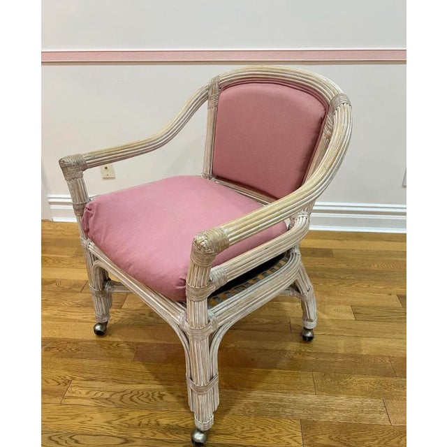 1980s Pencil Reed Pink Dining Set - 5 Pieces For Sale - Image 4 of 5