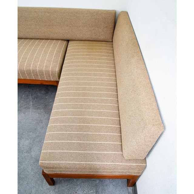 Mid Century Modern Sofa Sectional Daybed Wool Stripes Modular 4 Piece MCM Couch For Sale - Image 4 of 12