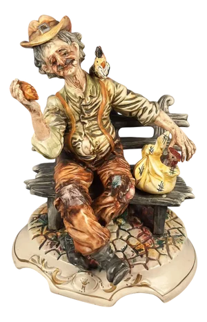 Vintage Ceramic Sculpture of Seated Merchant from Capodimonte, 1960s