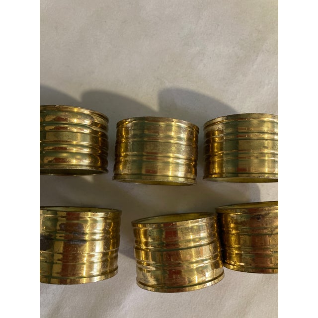 Brass 1960's Solid Brass Napkin Rings- Set of 6 For Sale - Image 8 of 8