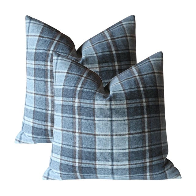 Ralph Lauren Dark Grey Plaid Pillow Covers - A Pair | Chairish