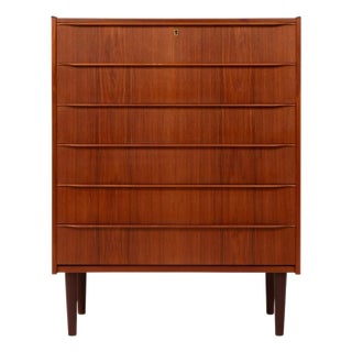 Danish Mid-Century Modern Six-Drawer Teak Tallboy Dresser 1960s For Sale