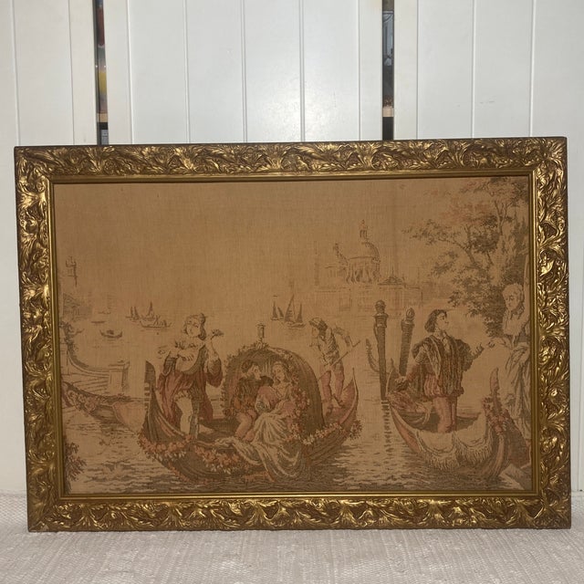 Bring a touch of Old World romanticism to your walls with this charming mid-century framed jacquard tapestry. The woven...