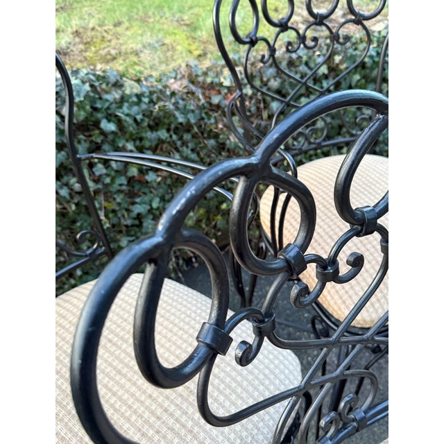 Late 20th Century Solid Wrought Iron Swivel Counter Stools - Set of 5 For Sale In New York - Image 6 of 12