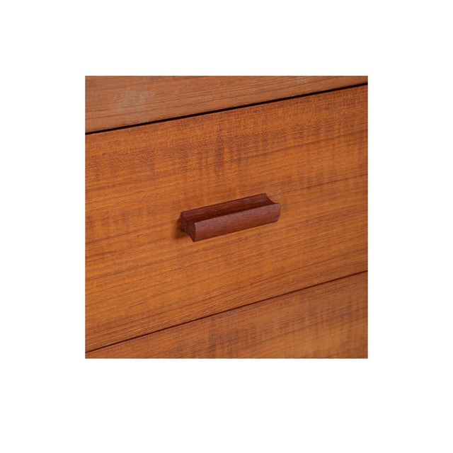 1970s Mid-Century Modern Teak Secretary Desk Vanity With Mirror For Sale - Image 10 of 11