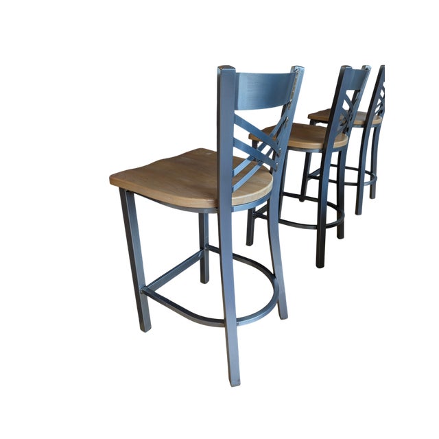 Holland Catalina Solid Maple & Stainless Steel Counter Stool Set of 3 For Sale - Image 4 of 17