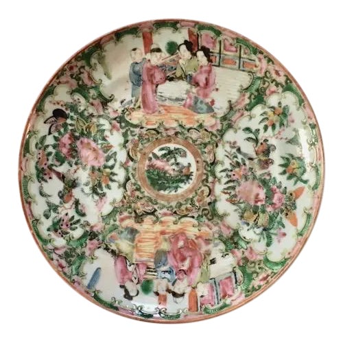 19th Century Chinese Rose Medallion Plate For Sale