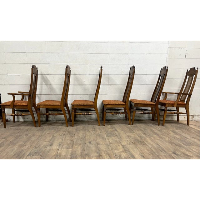 Vintage Garrison Furniture Co Italian Provincial Style Cane Back Dining Chairs For Sale - Image 9 of 10