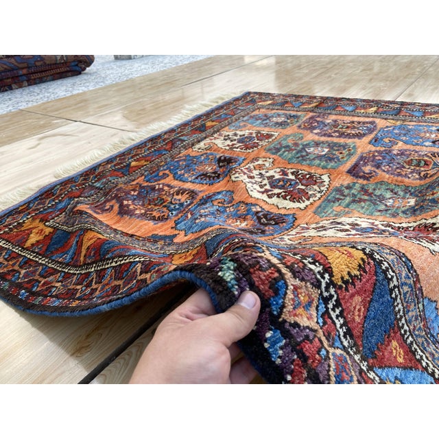 Rust Bakhtiari Garden Style Handmade Wool Rug 5x7 For Sale - Image 6 of 14
