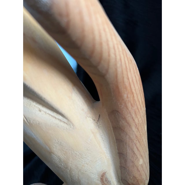Brown Vintage Folk Art Howling Coyote Wood Carving by Jorge Rodriguez Santa Fe For Sale - Image 8 of 9