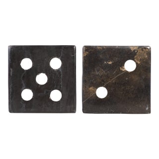 Pop Art Style Italian Stone Dice Bookends For Sale
