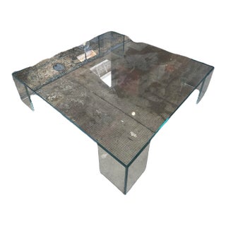 Vintage Italian Oversize Full Glass Coffee Table by Glas Italia 1960 For Sale