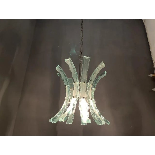 Mid-Century Modern Mid-Century Ice Cut Glass Chandelier by Zero Quattro For Sale - Image 3 of 10