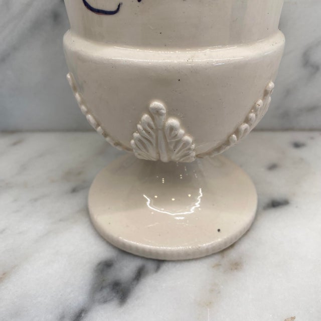 White Antique Italian Apothecary Jar Venetian Porcelain Urn Large For Sale - Image 8 of 11