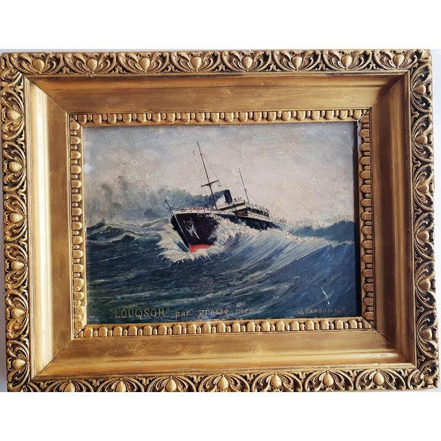 J. Pedoussot, Luxor by Heavy Sea, Oil on Wood, Framed For Sale - Image 12 of 12