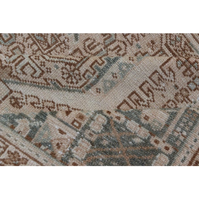 Vintage Persian Heriz Rug With All-Over Medallion Design in Tan and Blues 9'4 X 12'10 For Sale - Image 14 of 14