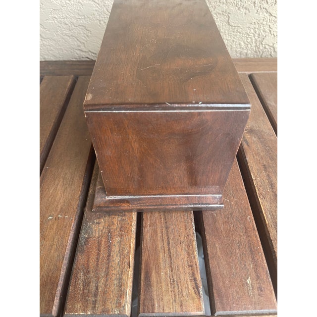 1950s Mid 20th Century Japanese Walnut 2-Drawer Sewing Jewelry Box For Sale - Image 5 of 5