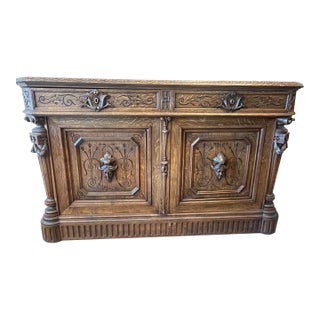 Antique 1880's English Oak Server For Sale