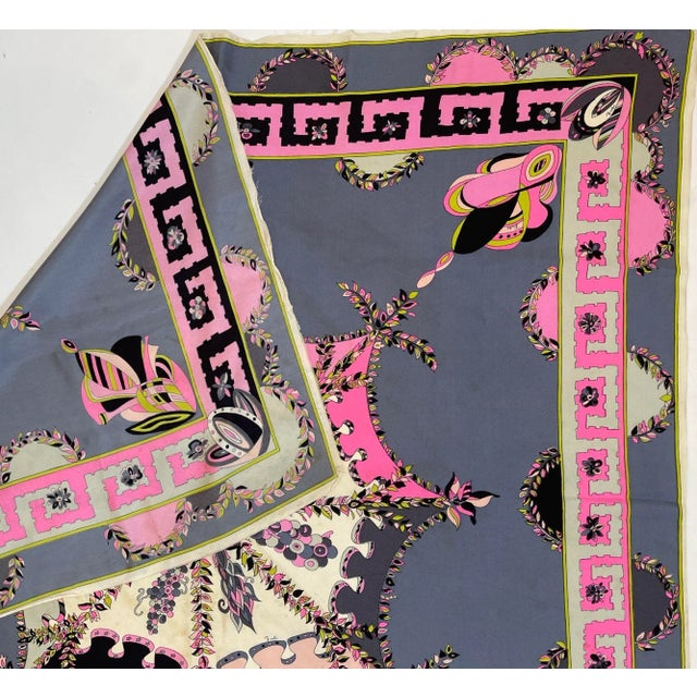Vintage Pucci Silk Scarf in Pink and Blue Circa 1970 For Sale - Image 9 of 12