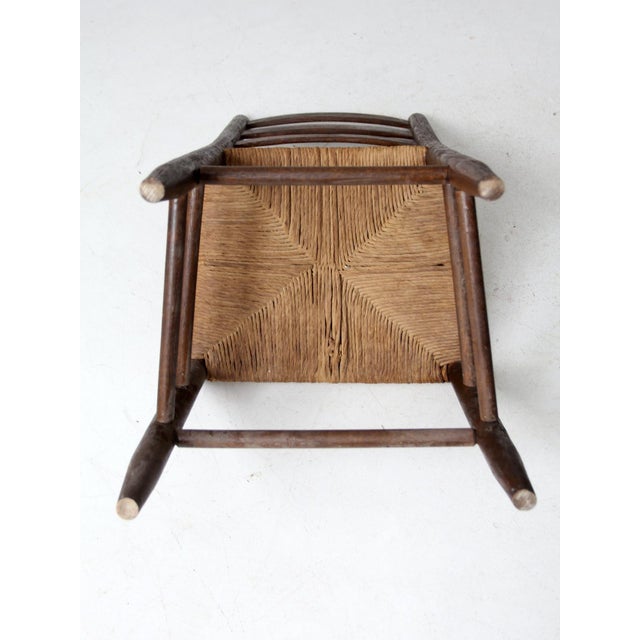 Brown Antique Rush Seat Chair For Sale - Image 8 of 10
