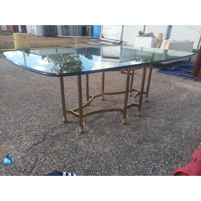 Mid-20th Century beveled glass tabletop was originally designed for a Maison Baguès style dining table. Featuring a...
