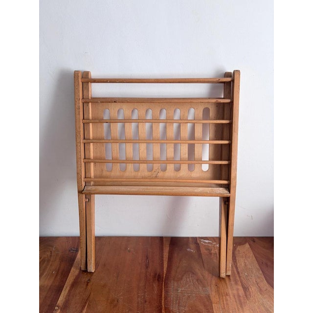 Mid-Century Modern Dutch Beech Folding Magazine Rack by Cees Braakman, 1890s For Sale - Image 5 of 13