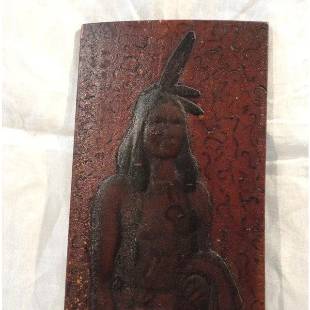 Rustic Fantastic Original Painted and Carved 19th Century Indian Plaque For Sale - Image 3 of 7