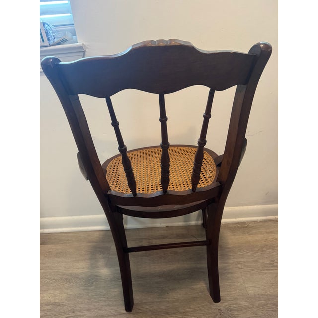Victorian Antique Eastlake Victorian Walnut Cane Seat Chair For Sale - Image 3 of 7