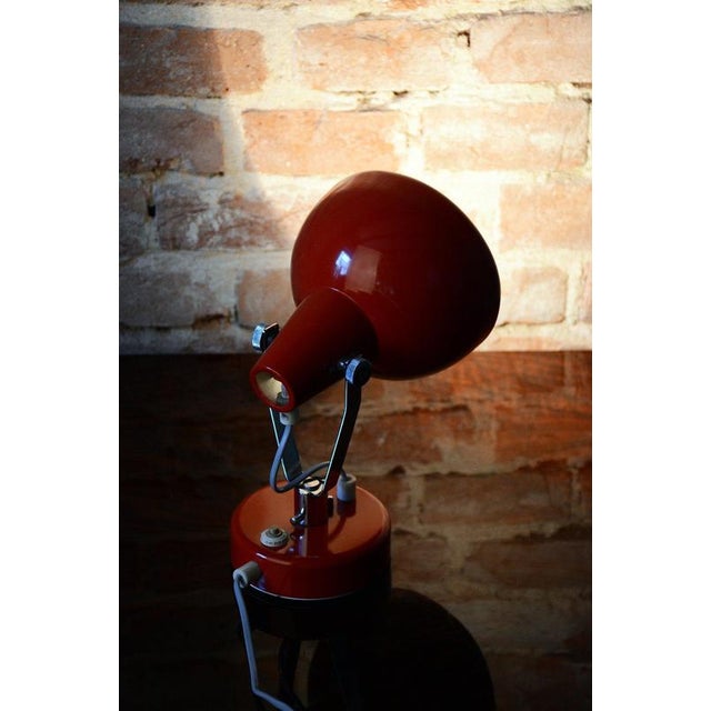 Red Mid-Century Czech Lacquered Metal Table Lamp attributed to Napako, 1960s For Sale - Image 8 of 11