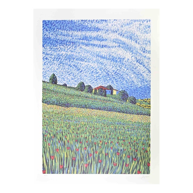 Lucio Rofrano, Countryside, Lithograph, 1990s For Sale