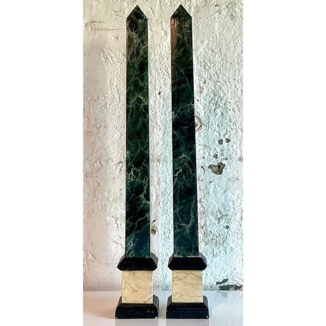 Introduce a touch of timeless grandeur to your interiors with this magnificent pair of vintage Italian hand-painted wood...