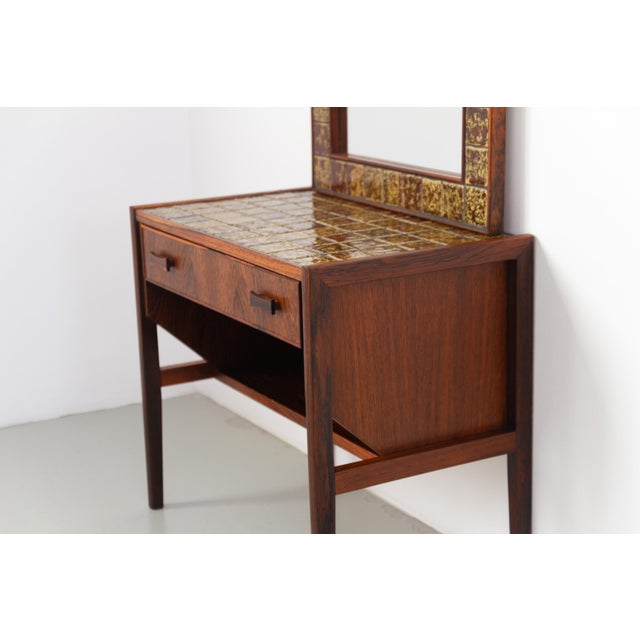 1950s Vintage Danish Rosewood Hallway Mirror and Dresser Set, 1950s, Set of 2 For Sale - Image 5 of 18