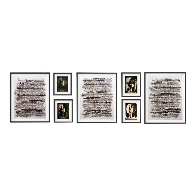 "Picasso and Baudelaire (2)" Framed Black and White Collector Gallery Wall Installation - Originals and Photographs - Set of 7 For Sale
