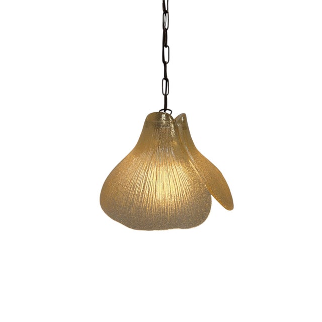 Mid-Century Modern Pendant Lamp with Glass Leaves from Peill & Putzler, 1970s For Sale - Image 3 of 12
