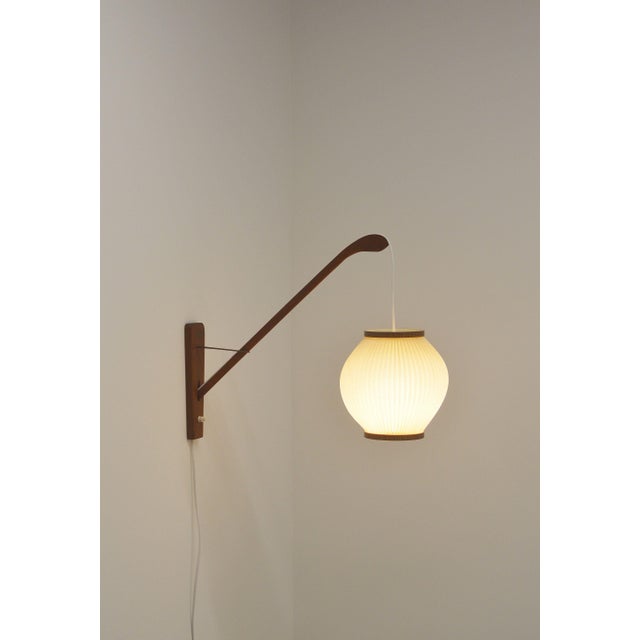 Danish Teak Wall Lamp with Pearl Shade, 1960s For Sale - Image 10 of 10