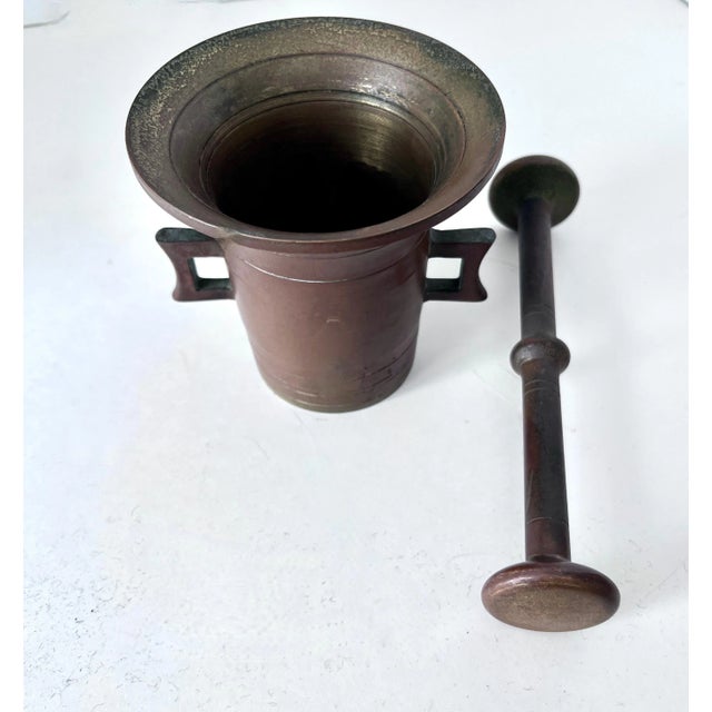 Metal Brass Mortar and Pestle - 2 Pieces For Sale - Image 7 of 8