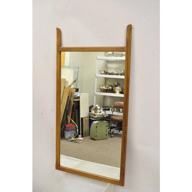 Vintage Mid Century Modern Sculpted Walnut Finial Modernist Wall Mirror For Sale - Image 9 of 11